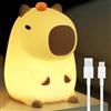 WIYETY Capybara Veilleuse per bambini a intensità variabile: ricaricabile tramite USB, lampada da comodino per neonati, lampada LED touch in silicone flessibile, con timer, luce notturna per