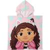 DREAMWORKS GABBY'S DOLLHOUSE Telo Mare con Cappuccio Bambina | Poncho Microfibra Premium 250gr 55x110 cm | Asciugamano a Mantella Rosa Accappatoio per Piscina e Spiaggia 2-6 Anni [10688 Rosa]