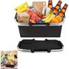 Zbozzba Cestino per la spesa, pieghevole, termico come cestino da picnic, borsa frigo portatile con manici imbottiti, per viaggi, shopping, picnic, 47 litri, 1 pezzo (nero)