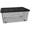 COSE DA CASA Contenitore con Coperchio e 4 Ruote Box Portaoggetti 45 LT STORAGE Salvaspazio Sovrapponibile scatola 60x40x25 Organizer Multiuso organizzazione Casa Bagno Ufficio (NERO)