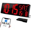 XREXS Orologio Parete 17'' LED Rosso Sincronizzazione Bluetooth