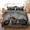 BNREDA Copripiumino Moto 135 x 200 cm,3D Set di Biancheria da Letto a Tema Moto,con 2 federe da 50 x 75 cm, per adulti e bambini (Motocross-a, 135 x 200 cm)
