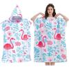 JynxtoyZeal Poncho Spiaggia con Cappuccio Fenicottero,Stampa Fenicottero e Foglie Tropicali,Asciugamano con Cappuccio in Microfibra Morbida per Adulti, Asciugamano Spiaggia ad Asciugatura Rapida per Spiaggia