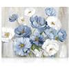 Dazzlewall Stampa Floreale Vintage, Decorazione Rustica Bianco e Blu per Bagno Camera Soggiorno 30×40 cm Senza Cornice