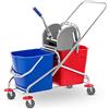Ulsonix Secchio Lavapavimenti Professionale Con Strizzatore Secchio per Pavimento UNICLEAN 3 (2 Secchi, 48 L, Acciaio Cromato, Blu, Rosso)