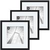 lincoolart cornice portafoto 30x30 cm, in legno nero, con vetro acrilico, per immagini 20x20 con passepartout o 30x30 senza passepartout, set di 3