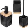 KADAX Set da 3 pezzi per bagno, bicchiere portaspazzolini e dispenser per sapone e spazzola per WC, bicchiere portaspazzolini decorativo, dispenser per sapone moderno, set per WC (quadrato nero)
