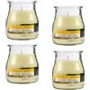 Etrexonline Set 4 Candele Profumate Crema alla Vaniglia in Vetro 7x6cm, Candele Profumate 24 Ore di Combustione