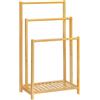 HOOBRO Portasciugamani Indipendente in bambù a 3 Livelli, Rastrelliera a Scala per Coperte con Ripiano Contenitore per Camera da Letto e Bagno, Colore Naturale EYL03LB01G1