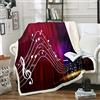 Loussiesd Coperta in pile con motivo a note musicali, per divano, divano, musica classica, a tema, sherpa, decorativa, colorata, in peluche, idea regalo per gli amanti della musica, coperta sfocata,