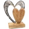 Logbuch-Verlag Statua decorativa cuore: figura decorativa da appoggio, scultura in metallo e legno, regalo matrimonio, compleanno e San Valentino, decorazione soggiorno moderna, soprammobile cuore, 21 x 16 x 6 cm