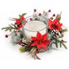 Gruppo Maruccia Centrotavola Natalizio con candela idea regalo - Decorazione per la Tavola di Natale - Diametro 25 centimetri