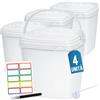 Üka Pack 4 Secchi Bianchi in Polipropilene da 5,4 L - 20x20x20,5 cm.