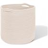 Chingcoo Cesto portabiancheria in cotone, 30 x 30 cm, con manici, morbido cestino in corda per vestiti, giocattoli e salotti, cestini per camera da letto, cameretta dei bambini e bagno (beige)