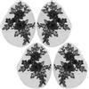 CABODYALS 4 pz Pizzo Fiore Applique Nero Vintage 3D Floreale Ricamo Applique Poliestere Solido Ricamato Cucire su Toppe in Tulle per Cucire Fare Artigianato Vestiti Stoffa Matrimonio Festa Fornitura