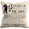 VLYX Fodera per cuscino 4° anniversario di matrimonio - 45x45 cm, regalo per moglie o marito, Ricordo di 4 anni di matrimonio