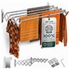 TEHORNEO Stendino da Parete 80 cm, Stendibiancheria da Parete in Acciaio Inossidabile, Stendino a Muro, Stendibiancheria a Scomparsa, Stendipanni da Muro Supporta 20 kg, 100% Acciaio Inossidabile
