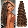 MLETULIPS Extension di capelli ricci all'uncinetto, onde profonde, capelli all'uncinetto, capelli sintetici morbidi, stile bohémien, ricci all'uncinetto, per donne (P4/30#, 61 cm, confezione da 3)