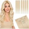 Elailite Extension Capelli Veri Clip Naturali 5 Ciocche Singole con Silk Lace 25cm 36g per Volume/Mèches #60 Biondo Platino