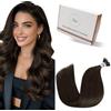 Hetto Extension Capelli Veri Nano Ring Marrone medio - Remy Capelli Umani Estensioni, Invisibile Adesive, Look Naturale per Uso Quotidiano 50g 50ciocche 50cm