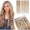 Elailite Extension Capelli Veri Clip Naturali 5 Ciocche Singole con Silk Lace 30cm 38g per Volume/Mèches #12/#613 Marrone Chiaro/Bleach blonde