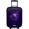 NoBoringSuitcases.com® Valigia Per Bambini Compatto 48x31x19 cm Bagaglio Ultraleggero Trolley A Mano Rigidi LED Ruote Valigie Neonato - Ragazze - Oscuro - Spazio - Viola