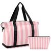 Amooorous Borsa a mano da viaggio a righe verticali rosa con tracolla regolabile per viaggi di lavoro di grande capacità, Strisce verticali rosa, 1 size