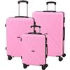 BERTOO Set di valigie BERTOO ENM in 3 pezzi - Set trolley rigido (bagaglio a mano da 40 litri + 67 litri + 100 litri) - ABS, 4 ruote doppie, maniglia telescopica e lucchetto a combinazione - Rosa