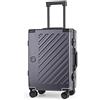 JLY Valigia Rigida 100% Policarbonato Senza Cerniera, Trolley da Viaggio con Doppio Lucchetto TSA, 4 Ruote Girevoli e Manico in Lega di Alluminio, Bagaglio da Stiva (Grigio Antracite, S (56cm 37L))