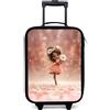 NoBoringSuitcases.com® Valigia Per Bambini Compatto 48x31x19 cm Bagaglio Ultraleggero Trolley A Mano Rigidi LED Ruote Valigie Bimbi - Ragazze - Fata - Margherite