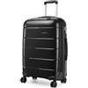 Kono Valigia rigida in polipropilene con serratura a combinazione TSA a 4 ruote e cerniera YKK, nero, S (55cm - 38L), Valigie rigide in polipropilene Set di bagagli leggero 4 ruote con serratura TSA