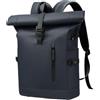 BOJHGO Zaino alla moda con parte superiore arrotolabile for donna, espandibile, impermeabile, borsa for laptop da 15,6 pollici, grande capacità, viaggio, zaino casual for la scuola Zaino Rolltop(Blue)