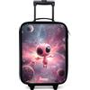 NoBoringSuitcases.com® Valigia Per Bambini Compatto 48x31x19 cm Bagaglio Ultraleggero Trolley A Mano Rigidi LED Ruote Valigie Bimbi - Ragazzo - Creatura - Nebulosa Stellare
