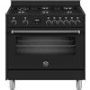 Bertazzoni F.LLI BERTAZZONI, MASTER, MPL96L1ENNC, Cucina da Accosto 6 Fuochi Tripla Corona, Forno 104 Lt. 11 Funzioni, NERO, Misure in cm 90x90x60