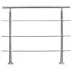 Froadp Corrimano Acciaio Inox, 150cm Ringhiera per Scale con 2 pali, Passamano con 3 Traverse e Kit di Installazione per Interni o Esterni, Ringhiera da Ingresso per Scale Balcone Patio Casa(Argento)