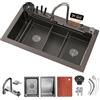 KOOGIMDDR 80 x 45 cm lavello cascata con set di accessori lavello da cucina, lavello da bar multifunzionale, 1 lavandino da incasso, con tagliere, sifone, set di scarico e scarico