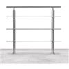 Lospitch - Corrimano in acciaio inox, ringhiera per balcone, parapetto e scale con/senza traverse (150 cm, 3 barre trasversali)
