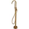 VALAZ Rubinetto Vasca Freestanding Dorato Spazzolato Protezione PVD | Rubinetto Vasca da Bagno Acqua Fredda e Calda, Risparmio Idrico | Installazione Facile | Inox, Collo a Cigno Rotondo, serie Ebro