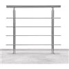 Lospitch - Corrimano in acciaio inox, ringhiera per balcone, parapetto e scale con/senza traverse (150 cm, 4 barre trasversali)