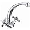 Schläfer 3460412 | Rubinetto Retrò con Due Manopole per Lavello Cucina, Bocca Girevole Alta, Gruppo Monoforo in Stile Antico, Finitura Cromo e Argento