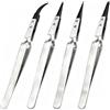 HO-SFSM Edelstahl Präzisions 4 pezzi Pinzette di precisione per elettronica, Pinzette con Punta in Plastica in Acciaio Inox, per elettronica, gioielli, artigianato, laboratorio, hobby