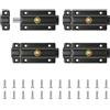 LILIXI 4 Pezzi Chiavistello Porta, 3 Pollici Acciaio Inox, Serratura con Pulsante di Rame, Chiusura Automatica a Molla, Universale Sinistra (Nero)