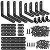 Glarks Set di 134 Staffe Angolari Nere - 24 a Forma di L e Piatte in Metallo Con 110 Viti per Legno, Sedie, Librerie, Finestre, Mobili