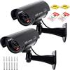 GOMETY 2 pezzi fotocamera finta finta telecamera di sicurezza per esterni Dummy CCTV telecamera di sorveglianza con LED rosso lampeggiante finta telecamera di sicurezza per interni esterni nero