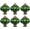 ZESLIV 6 pomelli per mobili da 33 mm, verde scuro, a forma di zucca, in ceramica, per cassetti, armadi, mobili della cameretta dei bambini