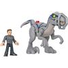 Fisher-Price, Imaginext, Jurassic World Dominion, Blue in fuga, set di dinosauri giocattolo con Blue e Owen Grady per gioco di finzione, Giocattolo per Bambini 3+ Anni, HKG15