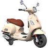 TURBO CHALLENGE - Vespa - Portatore Elettrico - 119133 - Scooter - Beige - Pronto a Guidare - Max 30Kg - Plastica - Batterie Ricaricabili - Da 3 a 6 Anni