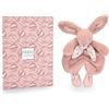 Doudou et Compagnie Doudouu et Compagnia - Coniglio Doudou Rose - Peluche ultra morbido con sciarpa floreale - Doudou piatto per neonata - Garanzia Doudou perduto - Idea regalo - DC4146