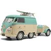 Solido Kool station wagon 2024 - Mini bus retrò, barre portatutto con tavola da surf, verniciate a due colori, anteriore a V, modello Diecast, verde menta, bianco, 1:18