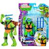 Playmates TURTLES - Personaggio Leonardo Alto 15 Cm, Action Figure Tartarughe Ninja Articolata Dotata Di Accessori E Funzione Meccanica Interattiva Lancia Armi, Per Bambini Dai 3 Anni